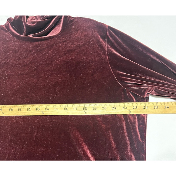 Susan Graver Velvet Turtleneck Womens 1X Purple Burgundy Long Sleeve Pullover - Picture 9 of 13
